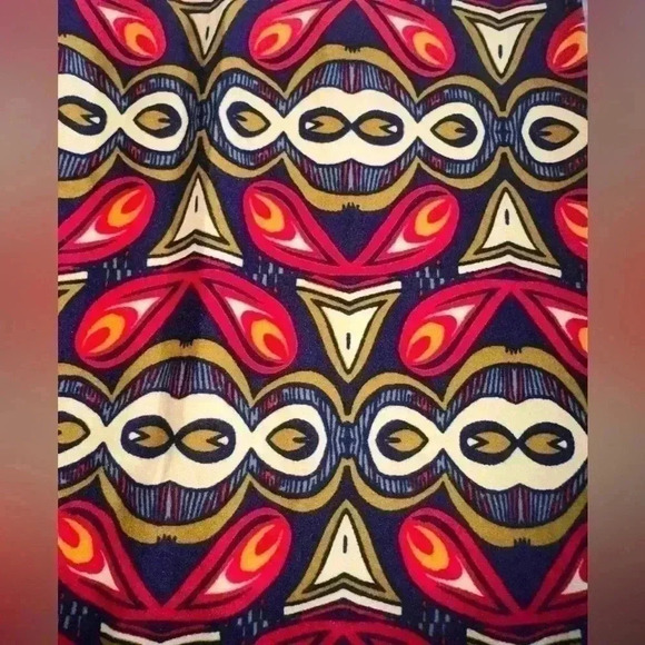 Lularoe TC leggings. Purple, gold, red, blue aztec abstract. NWT. - Picture 3 of 5